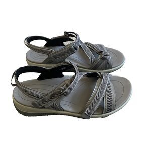 Orthofeet Lake Sandals 8.5W Gray Flat Strappy Orthopedic Comfort Adjustable